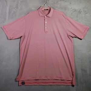 Turtleson Polo Shirt Mens XL Red White Striped Performance Golf Preppy Nautical